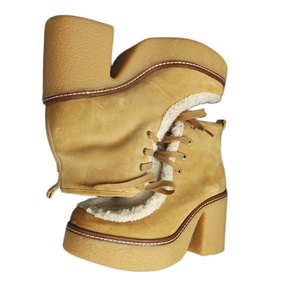 Sam Edelman Shaw Ankle Boots Womens US 8.5M Multi Faux Fur Leather Block Heel